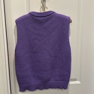 Ann Taylor, New, Purple Granite Textured Knit Sweater Shell Vest Top, Size Large